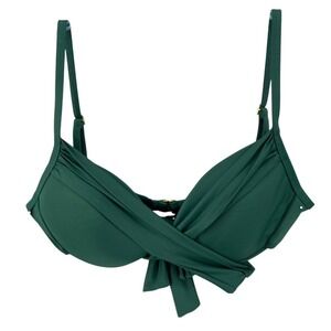 La Blanca Swim‎ Top Women's Sz 12 Emerald Green Island Goddess Wrap Underwire